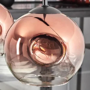 hofstein Ripoll Suspension Clair, Cuivré, 4 lumières* Lampes En Verre