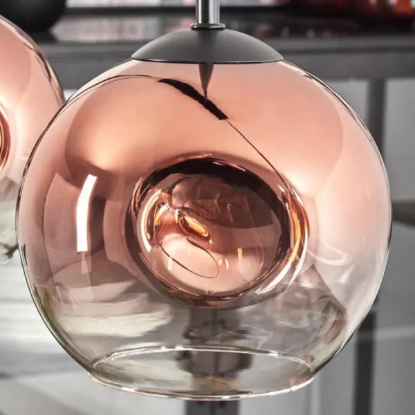 hofstein Ripoll Suspension Clair, Cuivré, 4 lumières* Lampes En Verre