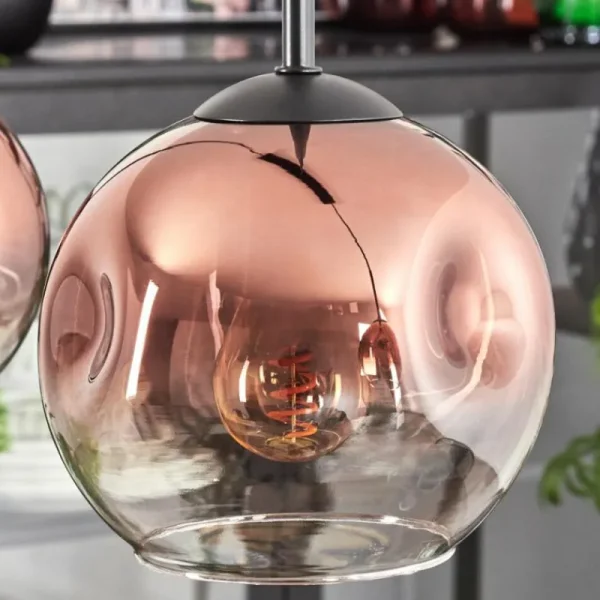 hofstein Ripoll Suspension Clair, Cuivré, 3 lumières* Lampes En Verre