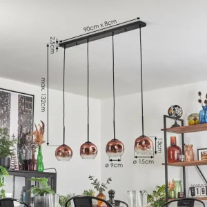 hofstein Ripoll Suspension Clair, Cuivré, 4 lumières* Lampes En Verre