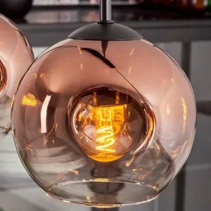 hofstein Ripoll Suspension Clair, Cuivré, 4 lumières* Lampes En Verre