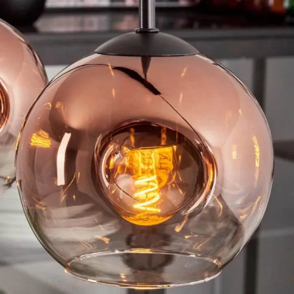 hofstein Ripoll Suspension Clair, Cuivré, 4 lumières* Lampes En Verre