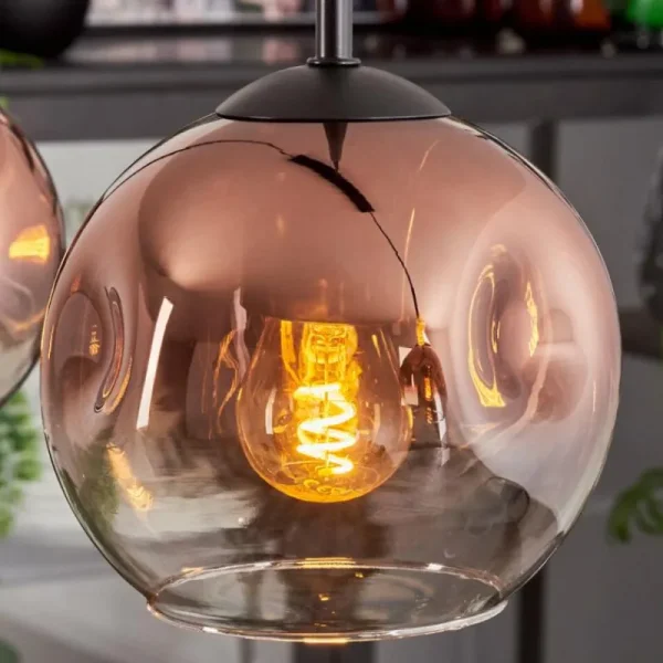 hofstein Ripoll Suspension Clair, Cuivré, 3 lumières* Lampes En Verre
