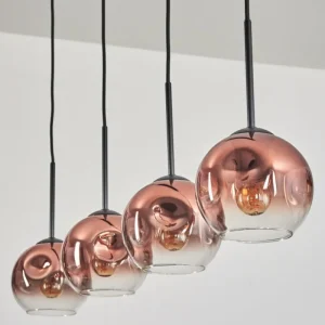 hofstein Ripoll Suspension Clair, Cuivré, 4 lumières* Lampes En Verre