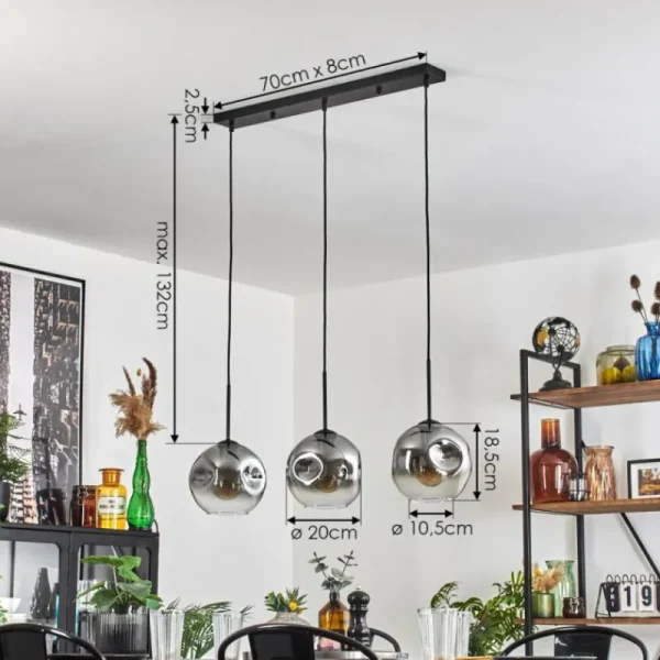 hofstein Ripoll Suspension Clair, Fumé, 3 lumières* Lampes Modernes