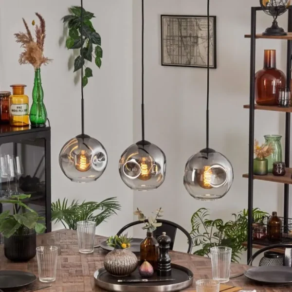 hofstein Ripoll Suspension Clair, Fumé, 3 lumières* Lampes Modernes