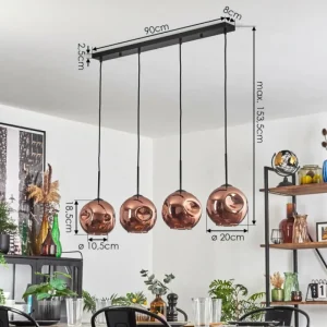 hofstein Ripoll Suspension Cuivré, 4 lumières* Lampes En Verre