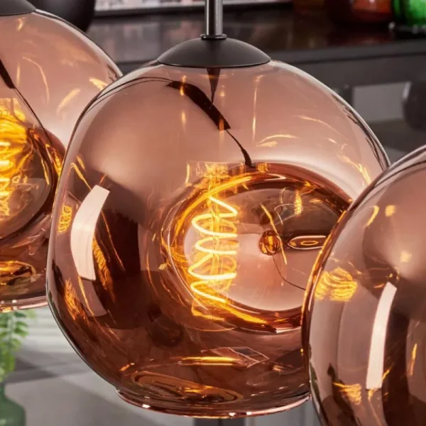 hofstein Ripoll Suspension Cuivré, 4 lumières* Lampes En Verre