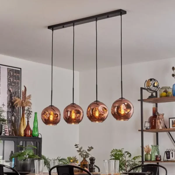 hofstein Ripoll Suspension Cuivré, 4 lumières* Lampes En Verre