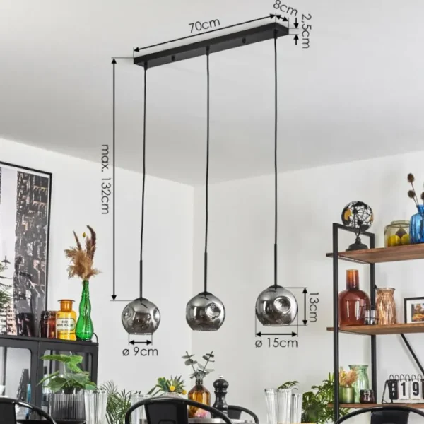 hofstein Ripoll Suspension Fumé, 3 lumières* Lampes Modernes