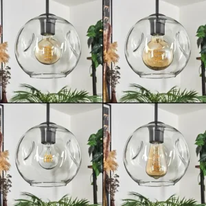 hofstein Ripoll Suspension Noir, 4 lumières* Lampes En Verre