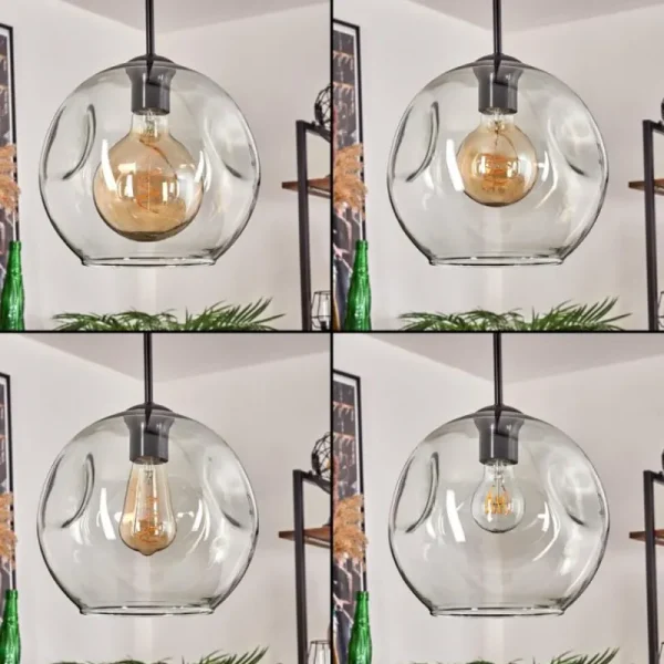 hofstein Ripoll Suspension Noir, 4 lumières* Lampes En Verre