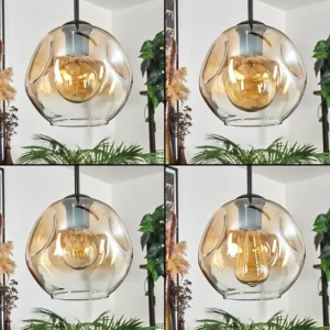 hofstein Ripoll Suspension Noir, 4 lumières* Lampes En Verre