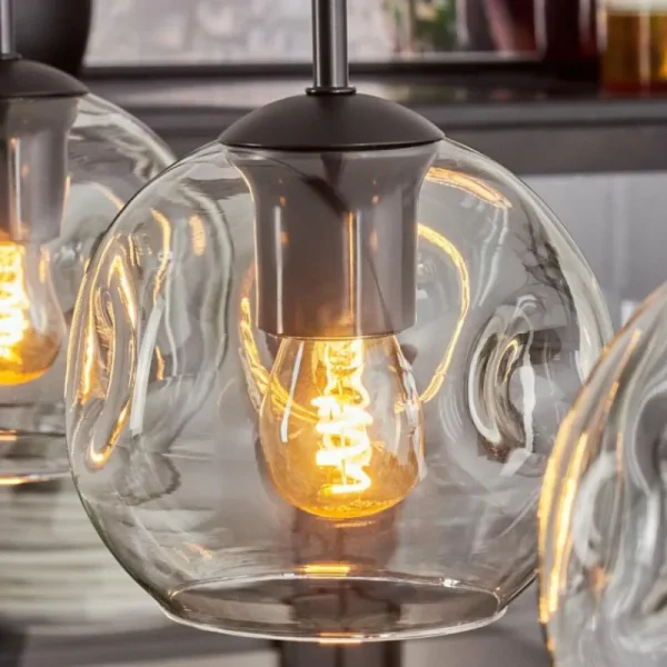hofstein Ripoll Suspension Noir, 3 lumières* Lampes En Verre