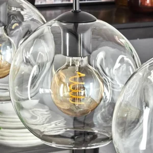 hofstein Ripoll Suspension Noir, 4 lumières* Lampes En Verre