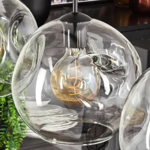 hofstein Ripoll Suspension Noir, 4 lumières* Lampes En Verre