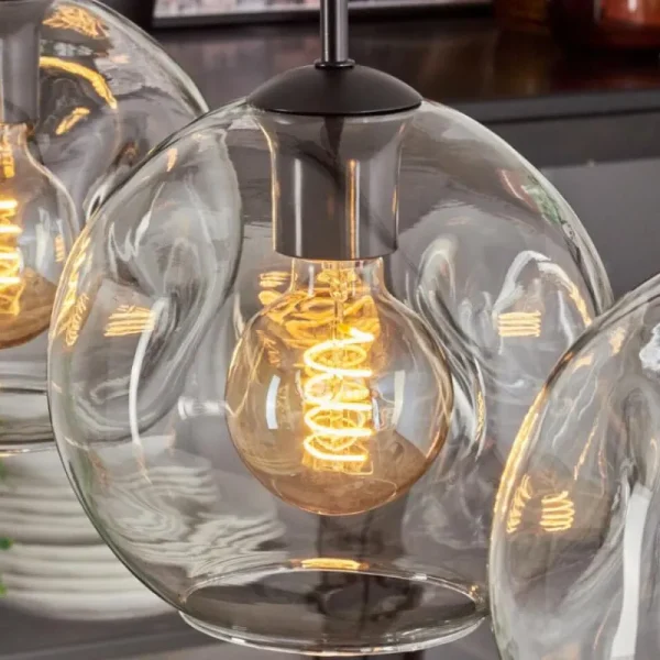 hofstein Ripoll Suspension Noir, 4 lumières* Lampes En Verre