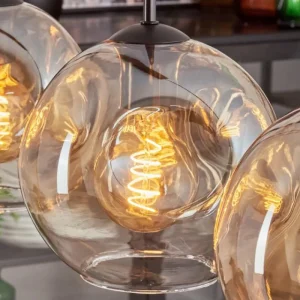 hofstein Ripoll Suspension Noir, 4 lumières* Lampes En Verre