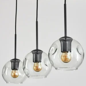 hofstein Ripoll Suspension Noir, 3 lumières* Lampes En Verre