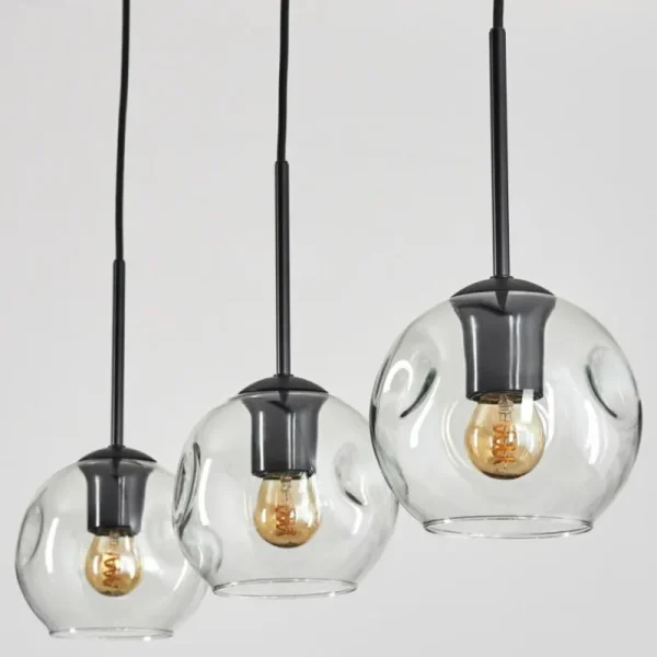 hofstein Ripoll Suspension Noir, 3 lumières* Lampes En Verre