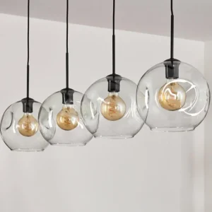 hofstein Ripoll Suspension Noir, 4 lumières* Lampes En Verre