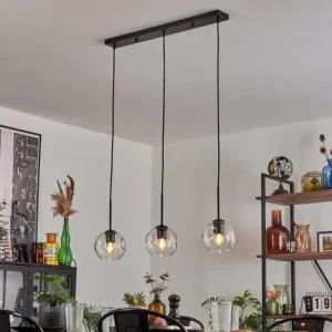 hofstein Ripoll Suspension Noir, 3 lumières* Lampes En Verre