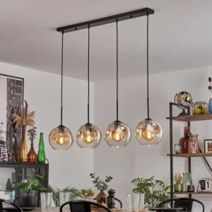 hofstein Ripoll Suspension Noir, 4 lumières* Lampes En Verre