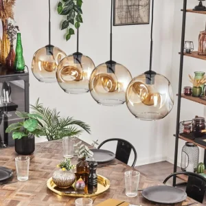 hofstein Ripoll Suspension Noir, 4 lumières* Lampes En Verre