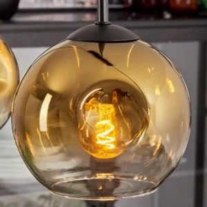 hofstein Ripoll Suspension Or, Clair, 3 lumières* Lampes En Verre