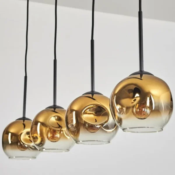 hofstein Ripoll Suspension Or, Clair, 4 lumières* Lampes En Verre