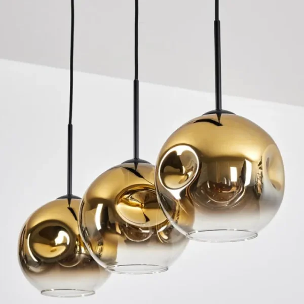 hofstein Ripoll Suspension Or, Clair, 3 lumières* Lampes En Verre