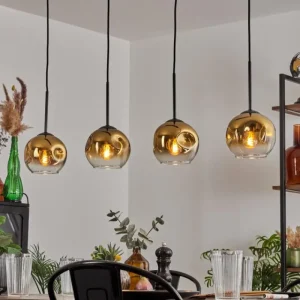 hofstein Ripoll Suspension Or, Clair, 4 lumières* Lampes En Verre