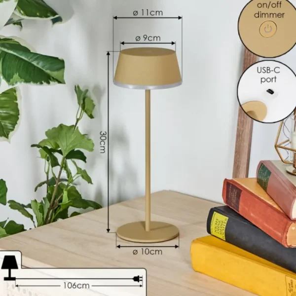 hofstein Romdrup Lampe de table d'extérieur, Lampe à poser LED Sable, 1 lumière* Lampes Modernes