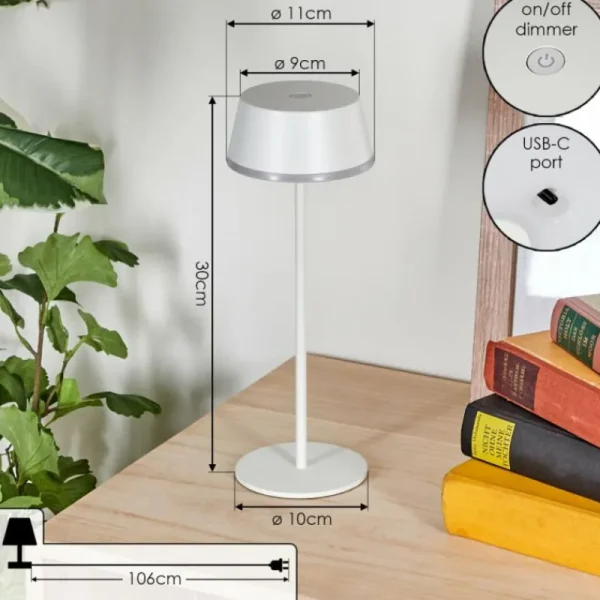 hofstein Romdrup Lampe de table d'extérieur, Lampe à poser LED Blanc, 1 lumière* Lampes Modernes