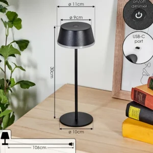 hofstein Romdrup Lampe de table d'extérieur, Lampe à poser LED Noir, 1 lumière* Lampes Modernes