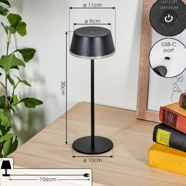 hofstein Romdrup Lampe de table d'extérieur, Lampe à poser LED Noir, 1 lumière* Lampes Modernes