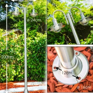 hofstein Réverbère Elima Acier inoxydable, 2 lumières* Lampes Modernes