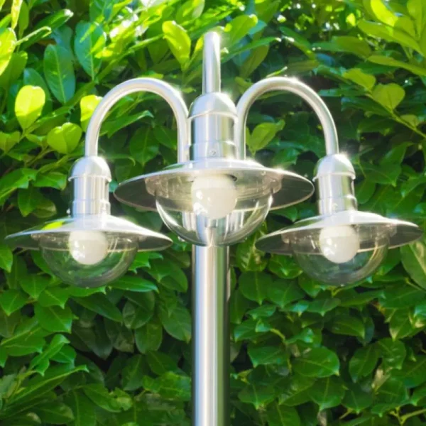 hofstein Réverbère Elima Acier inoxydable, Transparent, 3 lumières* Lampes Modernes