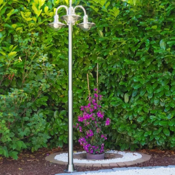 hofstein Réverbère Elima Acier inoxydable, Transparent, 3 lumières* Lampes Modernes