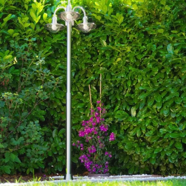 hofstein Réverbère Elima Acier inoxydable, Transparent, 3 lumières* Lampes Modernes