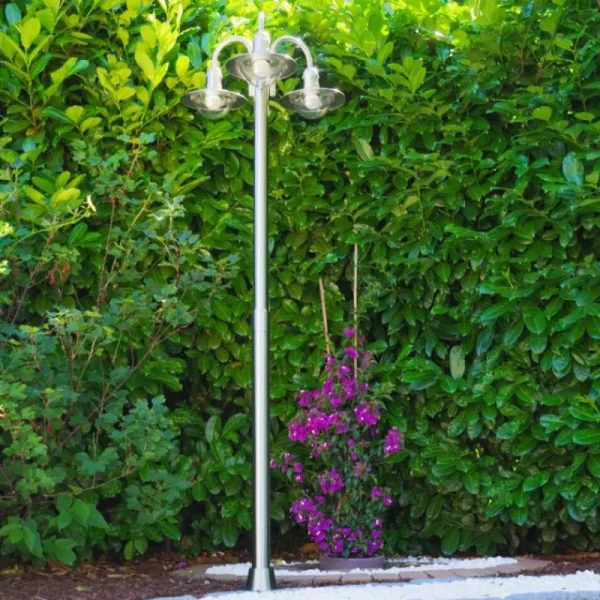 hofstein Réverbère Elima Acier inoxydable, Transparent, 3 lumières* Lampes Modernes