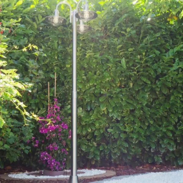 hofstein Réverbère Elima Acier inoxydable, Transparent, 3 lumières* Lampes Modernes