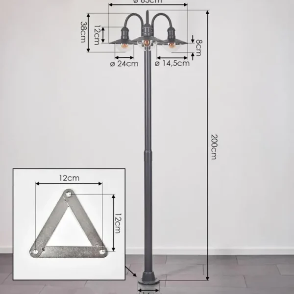 hofstein Réverbère Elima Anthracite, 3 lumières* Lampes Modernes