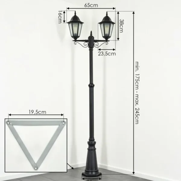 hofstein Réverbère Hongkong Noir, 2 lumières* Lampes Modernes