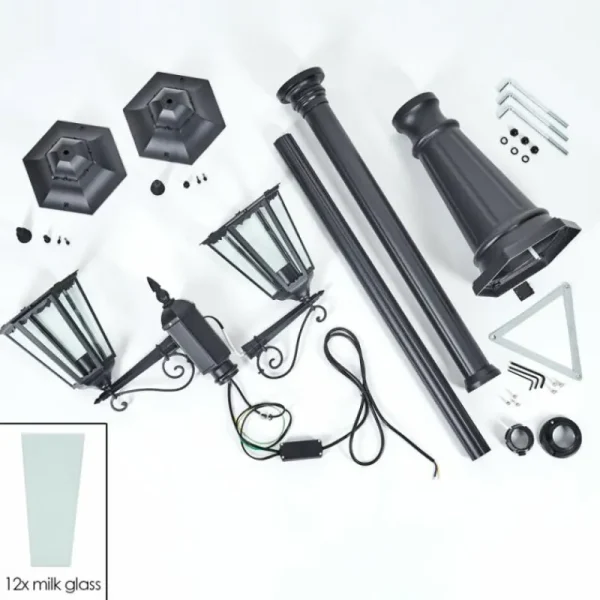 hofstein Réverbère Hongkong Noir, 2 lumières* Lampes Modernes