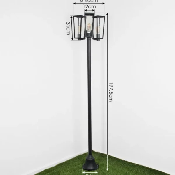hofstein Réverbère Ruoni Noir, 3 lumières* Lampes Modernes