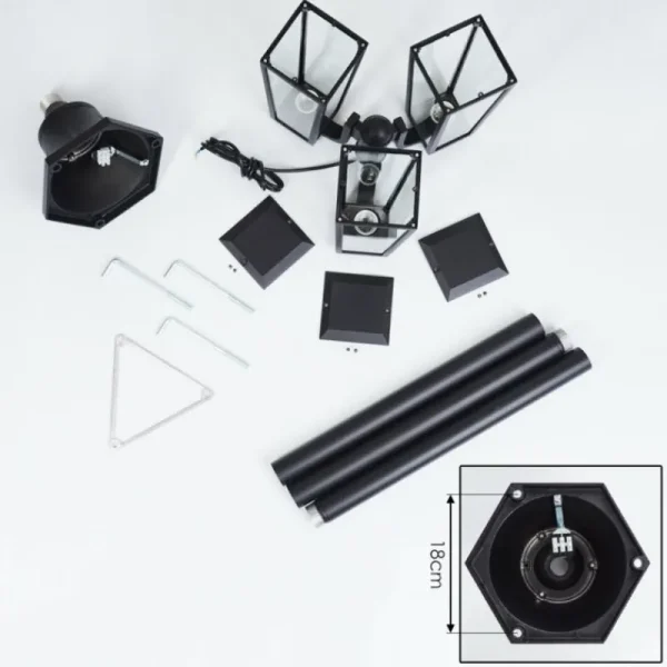 hofstein Réverbère Ruoni Noir, 3 lumières* Lampes Modernes