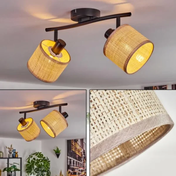 hofstein Sabadim Plafonnier Noir, 2 lumières* Lampes Modernes