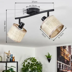 hofstein Sabadim Plafonnier Noir, 2 lumières* Lampes Modernes