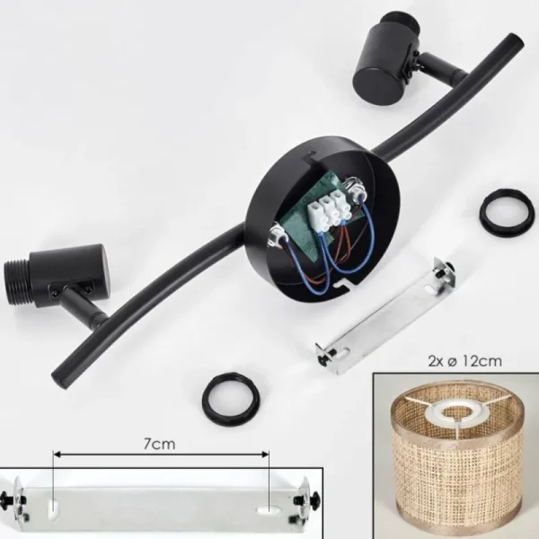 hofstein Sabadim Plafonnier Noir, 2 lumières* Lampes Modernes